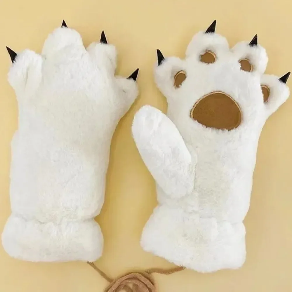 Fuzzy Bear Paws Gloves | Unisex Cat Paw Plush Fleece Mittens Cosplay #789 - Picture 3 of 5
